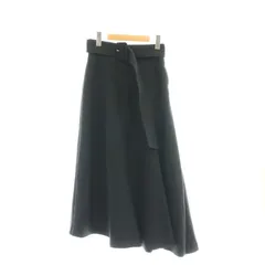 ミラオーウェン Mila Owen 共ベルト付きアシメヘムフレアスカート マキシ ロング 1 黒 ブラック /AT ■OS