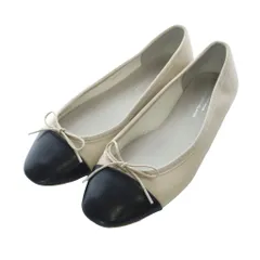 グリーンレーベルリラクシング ユナイテッドアローズ green label relaxing ラウンドバレエシューズ パンプス ローヒール フラット リボン バイカラー 23cm ベージュ 黒 ブラック QA0254_35311990805 /RI ■OS