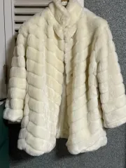 アイボリー 冬 ファー コート ジャケット