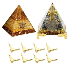 【新品】 [ＨＡＭＩＬＯ] オルゴナイト 置物 浄化 水晶 開運 黒曜石 フラワーオブライフ紋章 魔除 2種セット 1