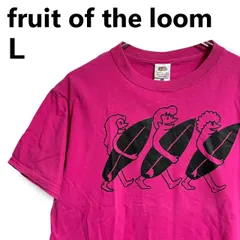 Fruit of the Loom フルーツオブザルーム Tシャツ マゼンタ ピンク 半袖 ユニークプリント コミカル コットン ホンジュラス製 メンズ カジュアル ストリート 古着 【L】2602026APのサムネイル