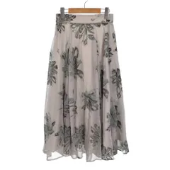 ジャスグリッティー JUSGLITTY フロッキーフラワースカート ロング フレア 1 グレー ■FY