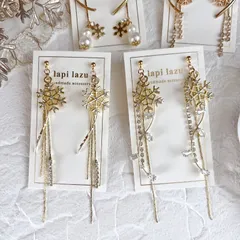 煌めく雪の結晶 ロング華奢チェーン《ピアス/イヤリング》