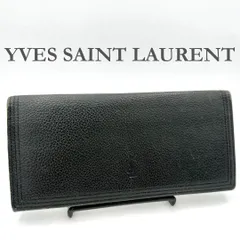YVES SAINT LAURENT 長財布 札入れ シボ革 本革 ブラック 656T