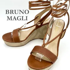 BRUNO MAGLI 厚底サンダル 編み上げ 本革 ブラウン 666A