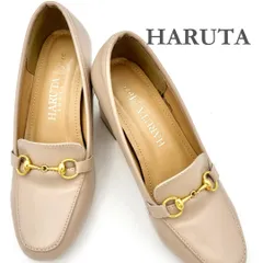 HARUTA ヒールローファー 本革 ホースビット ベージュ 768T