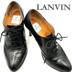 LANVIN ヒールローファー 本革 ウィングチップ ブラック 1002T