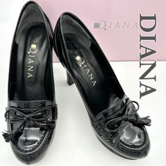 【極美品】　DIANA ダイアナ ヒールアップローファー 黒　バックル 厚底 DIANA】極美品 バックル ローファー ブラック ヒールアップ - メルカリ