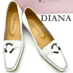 DIANA ヒールローファー 本革 レザー 金具 ホワイト 1179A