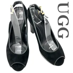 UGG サンダル スエード バックストラップ ブランドロゴ ゴールド金具 ブラック 1188A