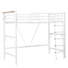 ホワイト 高さ140cm】ロフトベッド パイプベッド 耐荷重150kg 収納