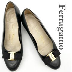 Ferragamo ブラック リボン バレエシューズ - メルカリ