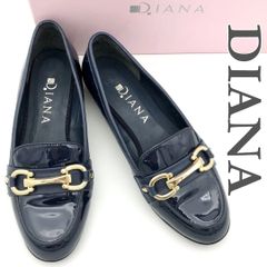 美品☆DIANA ダイアナ 24cm ビットローファー 黒 ゴールドスタッズ 