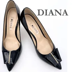 DIANA ハイヒール エナメル リボン ブラック 1342A