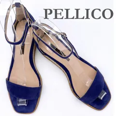 PELLICO サンダル スエード アンクルストラップ ブルー 1460A