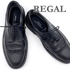 美品】REGALリーガル シボ革 本革 ウィングチップ メダリオン 約26