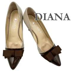 DIANA ハイヒール 本革 リボン エナメル ブラウン 1717T