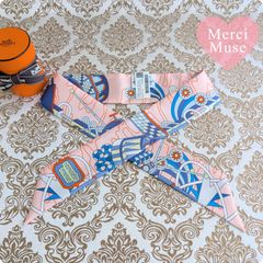 a337【極美品】HERMES エルメス ツイリー キャピタルズ 赤ピンク系