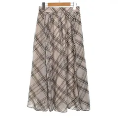 ジャスグリッティー JUSGLITTY 配色シアーチェックスカート ロング フレア 1 グレー ■FY