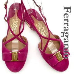 Ferragamo ヴァラリボン ミュール スエード バックストラップ ピンク 2006T