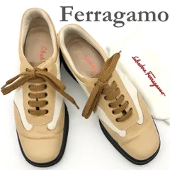 ■保存袋付き■ Ferragamo 厚底スニーカー レースアップ ホワイト×ブラウン 2036A