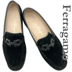 Ferragamo ローファー スエード ガンチーニ イタリア製 ブラック 2041A