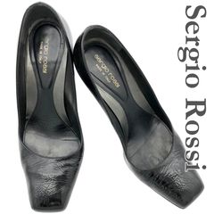 Sergio Rossi ブラックレザー ハイヒール - メルカリ