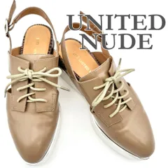 ■希少■ UNITED NUDE ミュール 厚底スニーカー 本革 バックストラップ ポインテッドトゥ ライトブラウン 2255T