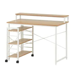 【オフィスチェア+パソコンデスク セット】 【ナチュラル】パソコンデスク キャスター付きで移動可能ラック付き デスク ワークデスク オフィスデスク 学習デスク