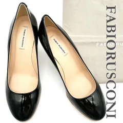 ■新品未使用■ FABIO RUSCONI パンプス エナメル ラウンドトゥ ビブラムソール ブラック 2331T