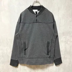 古着 used　長袖ハーフボタンスウェット　トレーナー　ワンポイントロゴ刺繍　ノームコア　ダークグレー　秋冬服　Lサイズ【値引き交渉OK！】