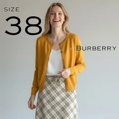 BURBERRYバーバリー カシミヤブレンドウール混ニットカーディガン 38 (M) 黄色マスタード【古着】【中古】【送料無料】