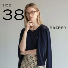 【美品】BURBERRYバーバリー アクリルコットン 胸リボン半袖ニット×カーディガン アンサンブル 38 (M) 紺色ネイビー【古着】【中古】【送料無料】のサムネイル