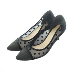 ルタロン Le Talon パンプス ポインテッドトゥ 24cm 黒 ブラック ドット チュール /RI ■OS