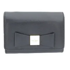 ケイトスペード KATE SPADE 二つ折りコインケース 小銭入れ カードケース リボン レザー 黒 ブラック /JS