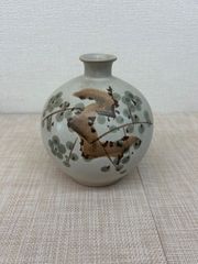 タイムセール春峰　花器　角形陶器花器 　朝靄の風グラデーションの花器　中古 激安タイムセール春峰 花器 角形陶器花器 朝靄の風グラデーションの