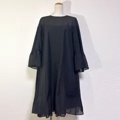 タグ付 Rouge vif ルージュヴィフ シアーリボンワンピース ウォッシャブル素材 バックリボン 9分袖 ベルスリーブ ヨーク切り替え Aライン ブラック FREEのサムネイル