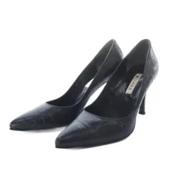 ダイアナ DIANA パンプス ハイヒール ポインテッドトゥ 型押し レザー 22.5cm ブラック /YO28