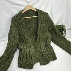 ✅SPIRALGIRL＋　グリーン　カーディガン　ミドルゲージ  大きなサイズ