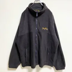 古着 used　BARU sports　長袖ジップアップフリースジャケット　黒　ワンポイント刺繍　ビッグシルエット　3XLサイズ【値引き交渉OK！】