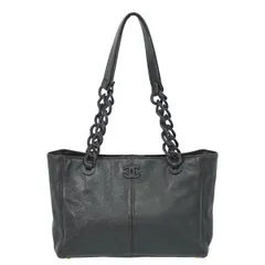 本物 シャネル CHANEL ココマーク ショルダーバッグ トートバッグ レザー ブラック Coco Mark バッグ 中古・