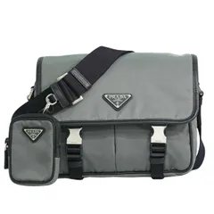 本物 プラダ PRADA ナイロン ショルダーバッグ ポシェット グレー バッグ 中古・