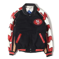 JEFF HAMILTON ジェフハミルトン ジャケット サイズ:S 90s NFL サンフランシスコ・49ers 袖レザー リバーシブル スタジャン (USA製) ブラック ホワイト アウター ブルゾン 上着【メンズ】