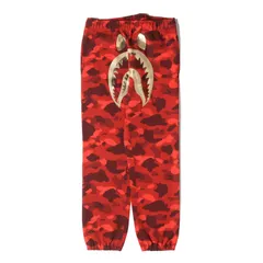 新品同様 A BATHING APE ア ベイシング エイプ パンツ サイズ:S シャーク ホイルプリント カラーカモ 猿迷彩 スウェットパンツ レッドカモ ボトムス ズボン【メンズ】