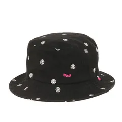 【美品】STUSSY ステューシー ハット サイズ:S/M / SSリンク柄 バケットハット / ブラック 黒 / ブランド 帽子【メンズ】【中古】