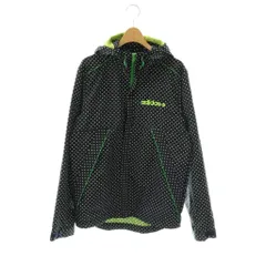 アディダス adidas 水玉ナイロンジャケット ジャンパー フーディ 紺 M 紺 白 緑 /CX ■OS