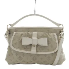 ラシット RUSSET ハンドバッグ ワンハンドル ショルダーバッグ 2way 斜め掛け モノグラム 総柄 リボン ナイロン ライトグレー /YO23