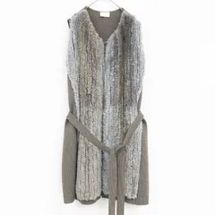 VOYAGE by MARINA RINALDI　ボヤージュ バイ マリナリナルディ　ニットベスト　ジレ　ロング　ファー　ウール　ブラウン　レディース　S　b00571