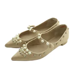 ツル バイ マリコオイカワ TSURU by Mariko Oikawa Pompidou パンプス ポインテッドトゥ ローヒール ビジュー パール装飾 36 22.5cm ピンクベージュ /MI ■OS