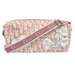 【6bb2251】クリスチャンディオール ショルダーバッグ トロッター PVC ピンク ホワイト シルバー金具【中古】レディース